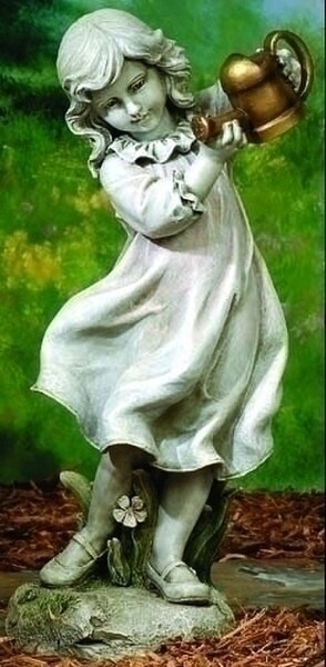 Girl With Watering Can Statue Daisies Sculpture Outdoor Statuary Child